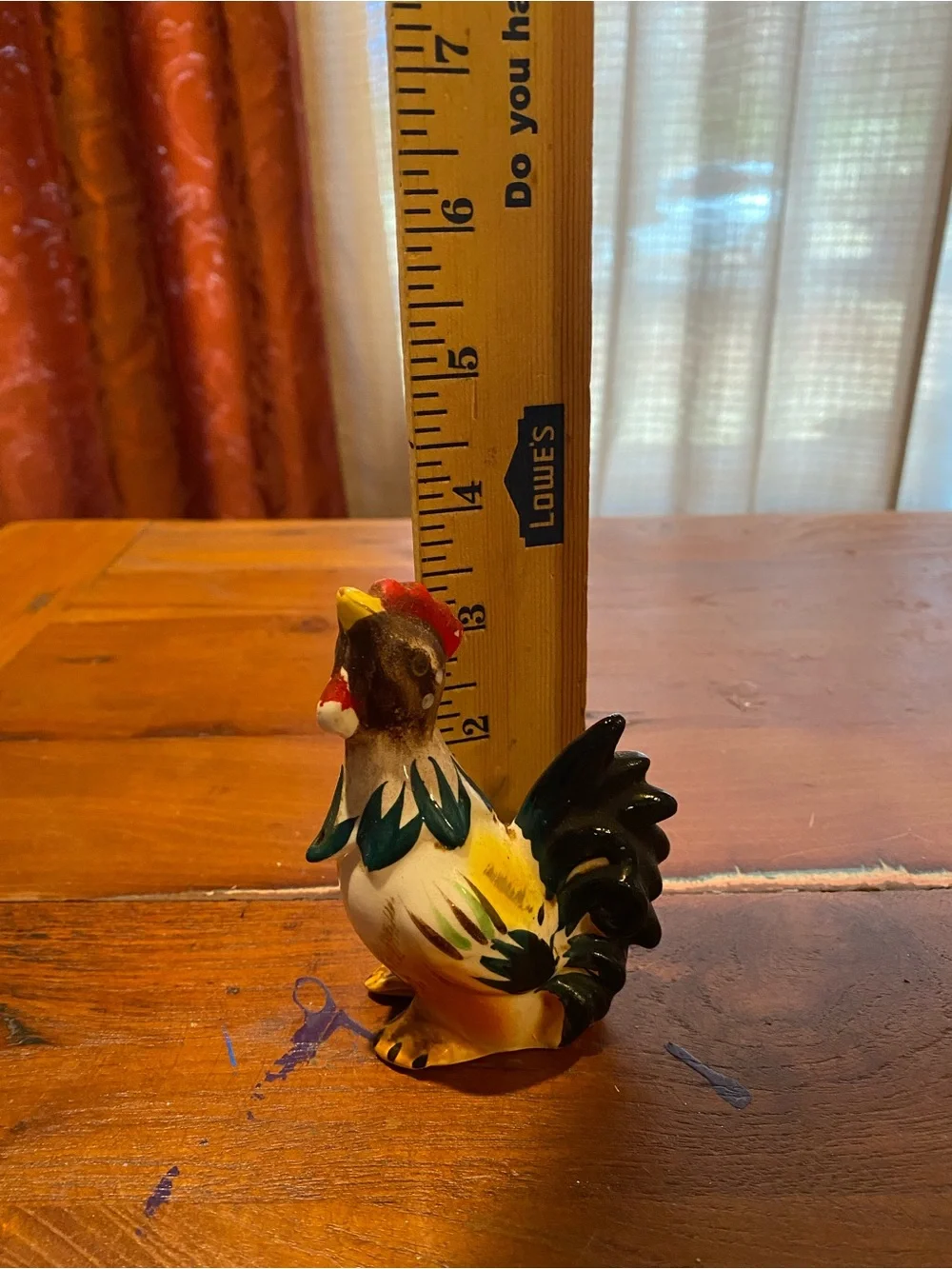 Handpainted Rooster Bird Figurine - Yellow, Black, Red by Per Ann Novelty